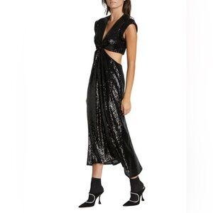 A.L.C. Black Sequin Midi Dress (Size 2)